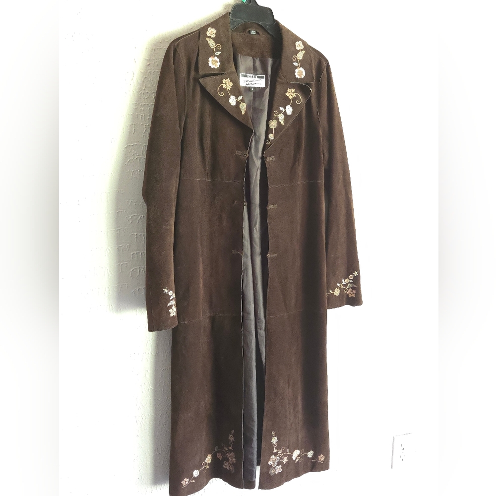 Michael Hoban Brown Trench Coat with Fitted Bodice